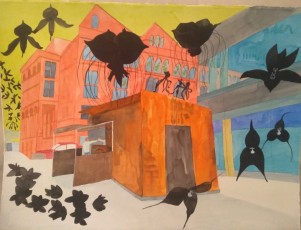 "Empty City" by Dorine Oliverwatercolour on watercolor paperDimension: 22" x30"Price: $1,200